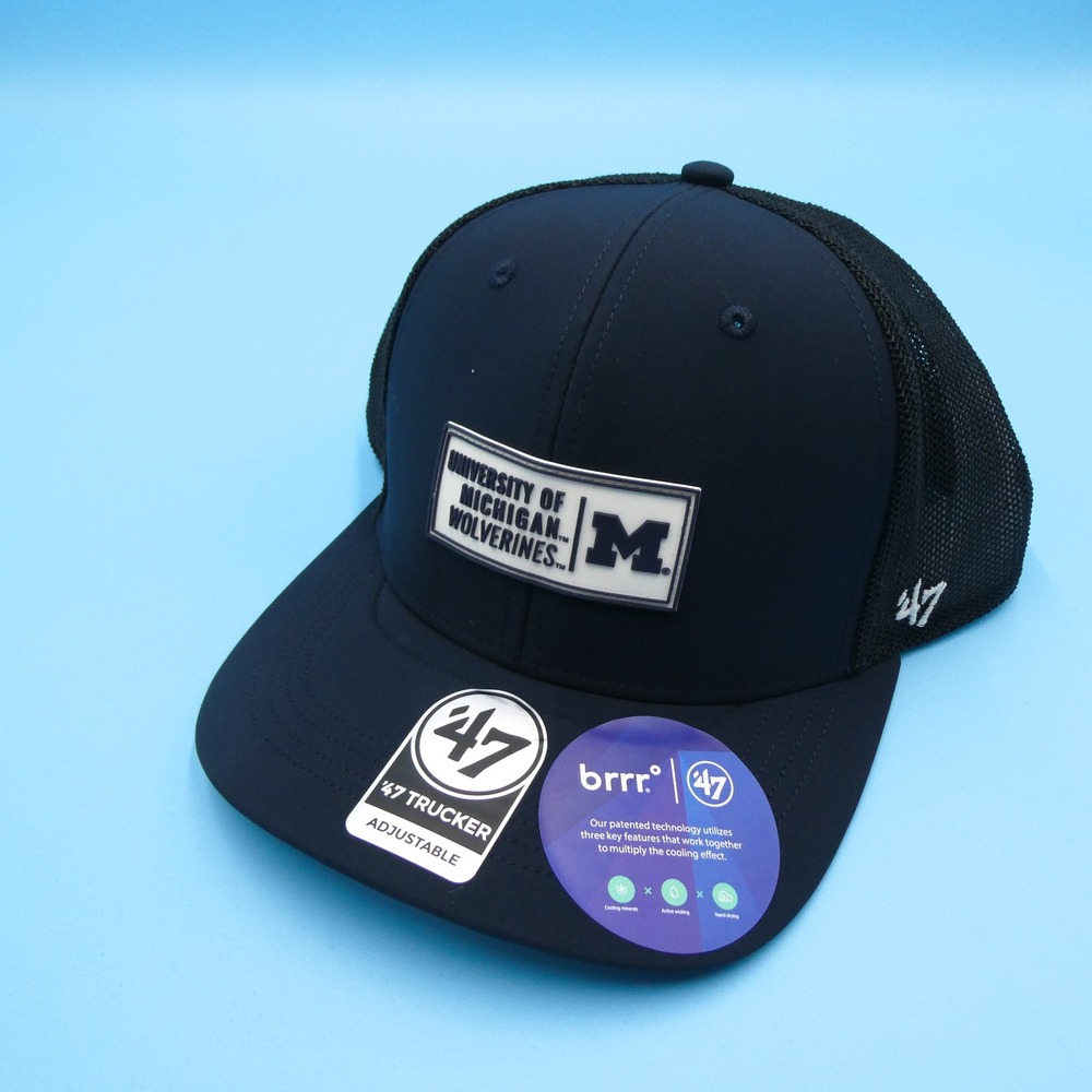 '47 Hat Mens OSFA Michigan Wolverines Navy‎ Blue Trucker Snapback Brrr Cooling